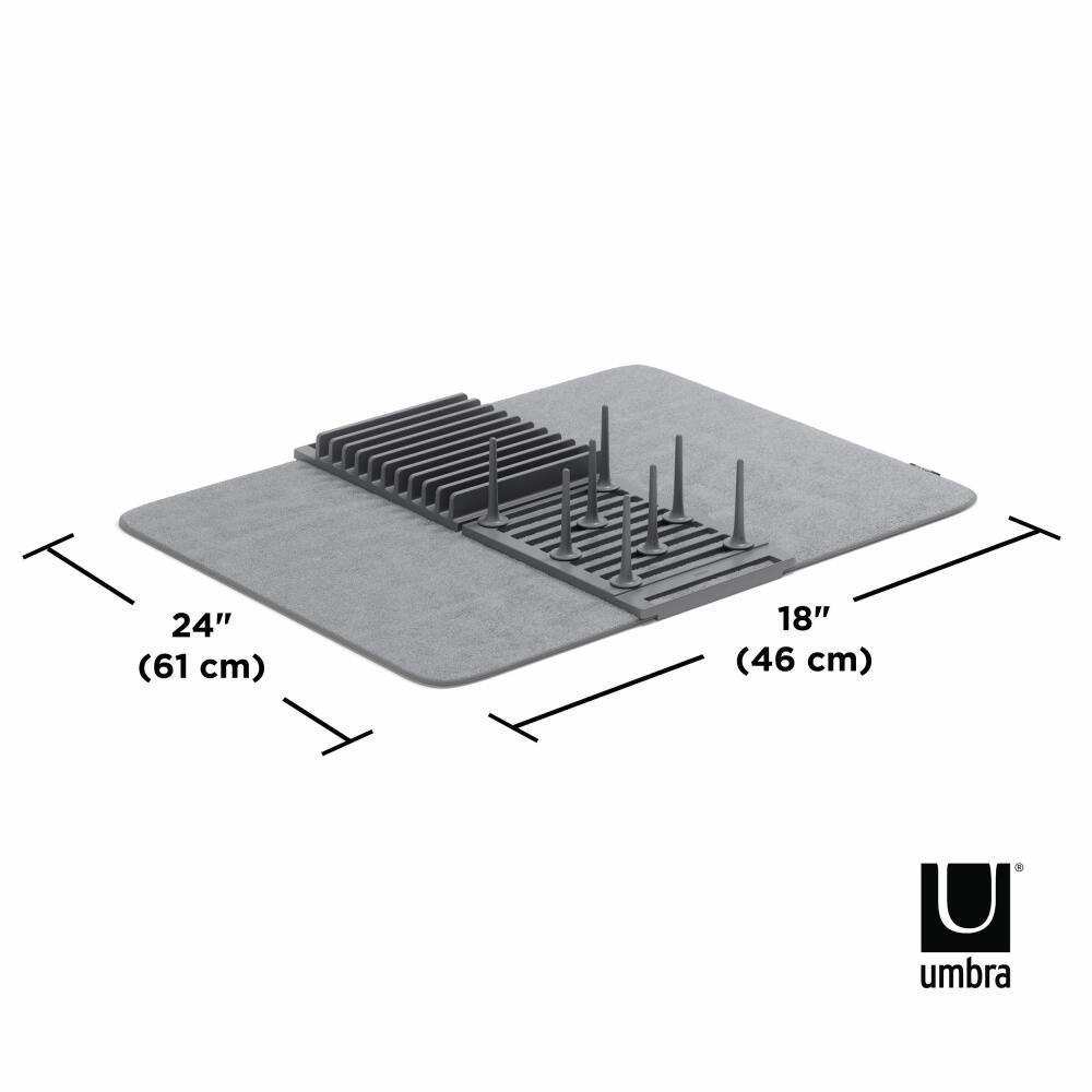 Umbra Abtropfgestell Udry Peg mit Abtropfmatte, Geschirrständer, Polyester, Kunststoff, Anthrazit, 1018697-149