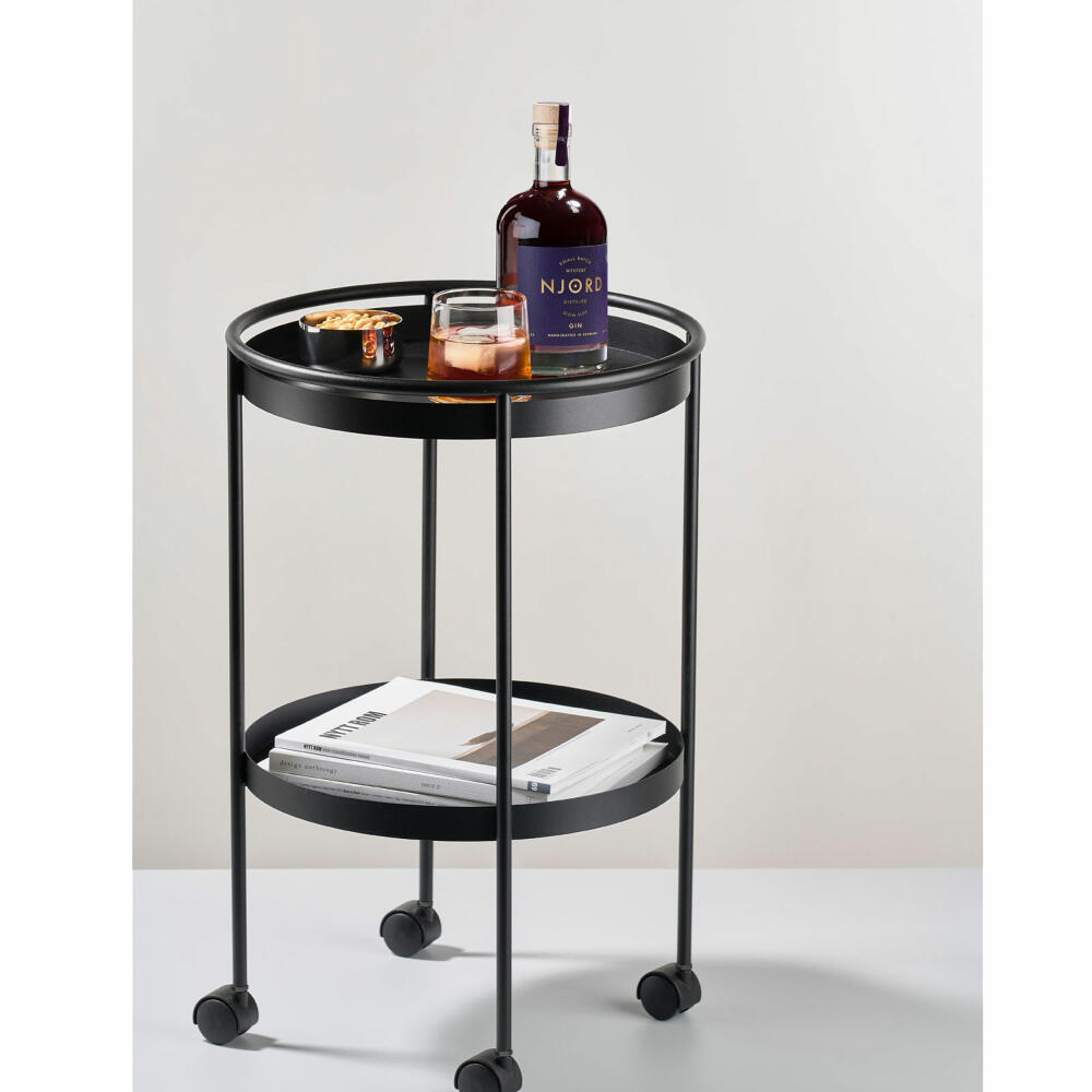 Zone Denmark Bar Cart Rocks, with wheels, serving cart, home bar, minibar, metal, black, H 57 cm, 12402