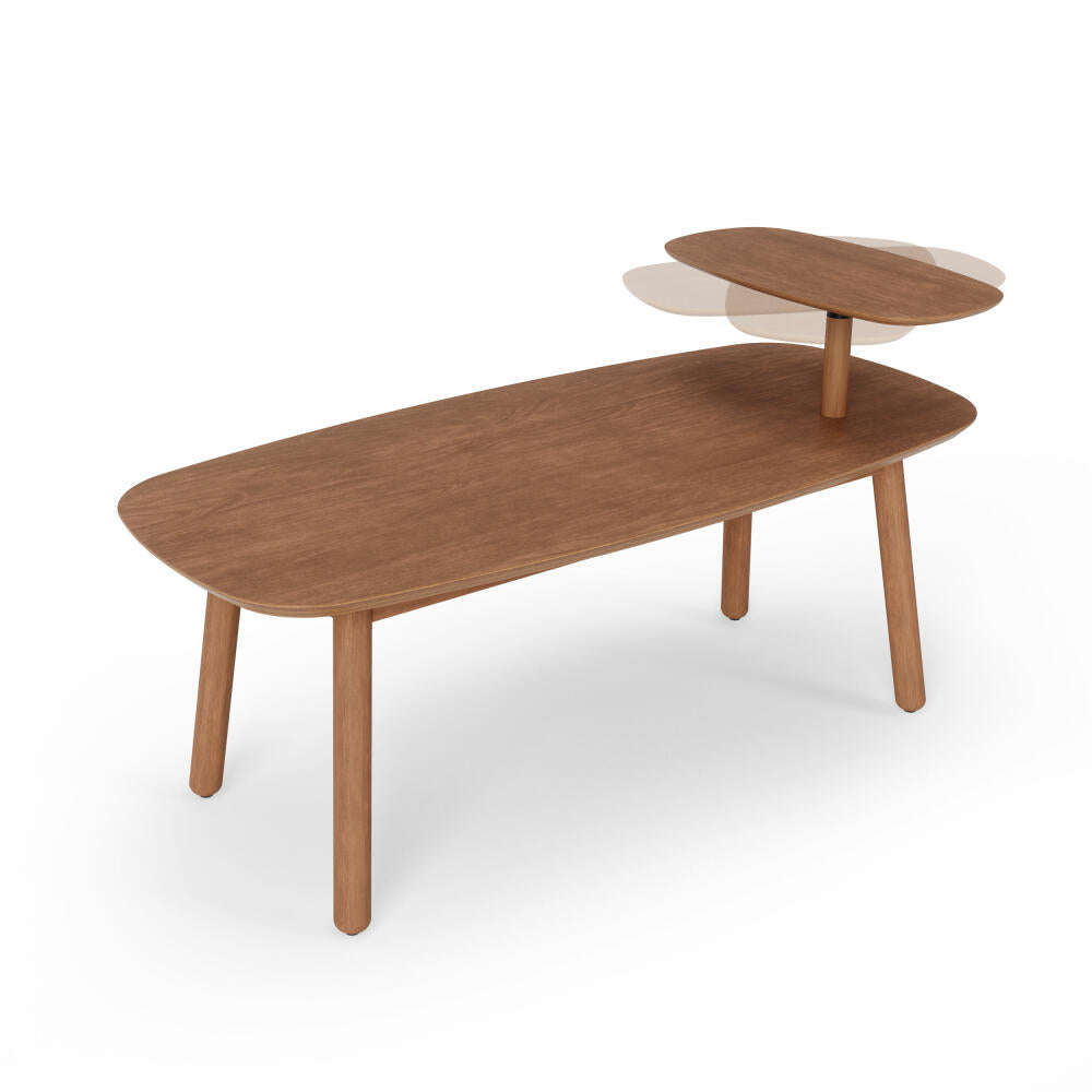 Umbra Couchtisch Swivo, Coffee Table, Wohnzimmertisch, Birkenholz, Helle Walnuss, 120 x 56 x 62 cm, 1016836-1055