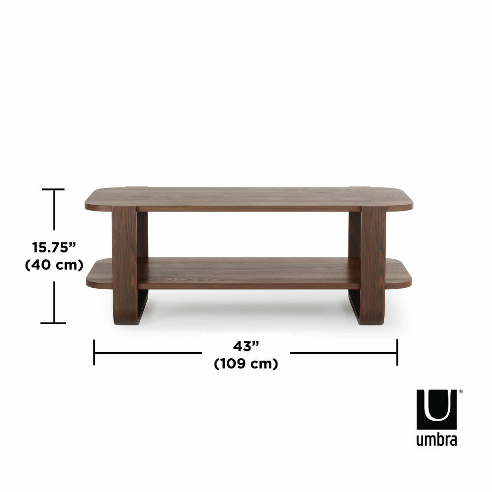 Umbra Couchtisch Bellwood, mit 2 Ebenen, Wohnzimmertisch, Eschenholz, Walnuss Antik, 1017427-746