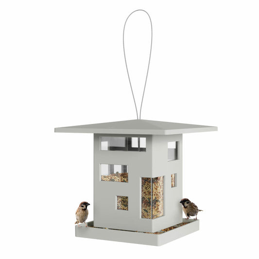 Umbra Vogelhaus Bird Cafe, Vogelfutterspender, Kunststoff, Grau, 23 cm, 1018220-918