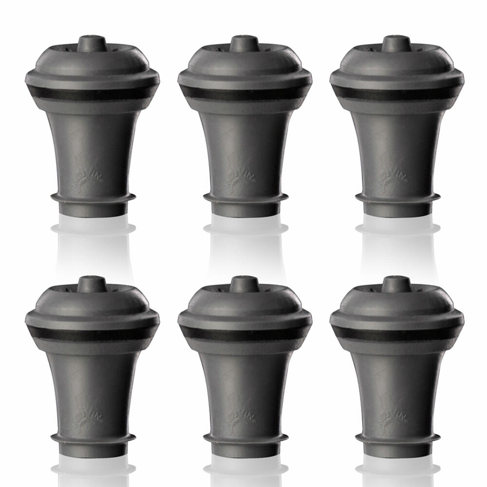 Vacu Vin stopper for wine pump set of 6, bottle stopper, vacuum stopper, plastic, gray, 0886360