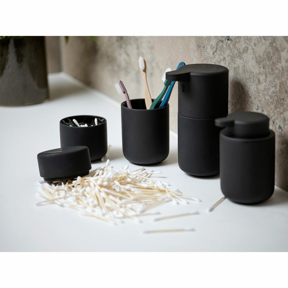 Zone Denmark Container with Lid Ume, Ceramic Container, Storage Jar, Bathroom, Stoneware, Black, 15753