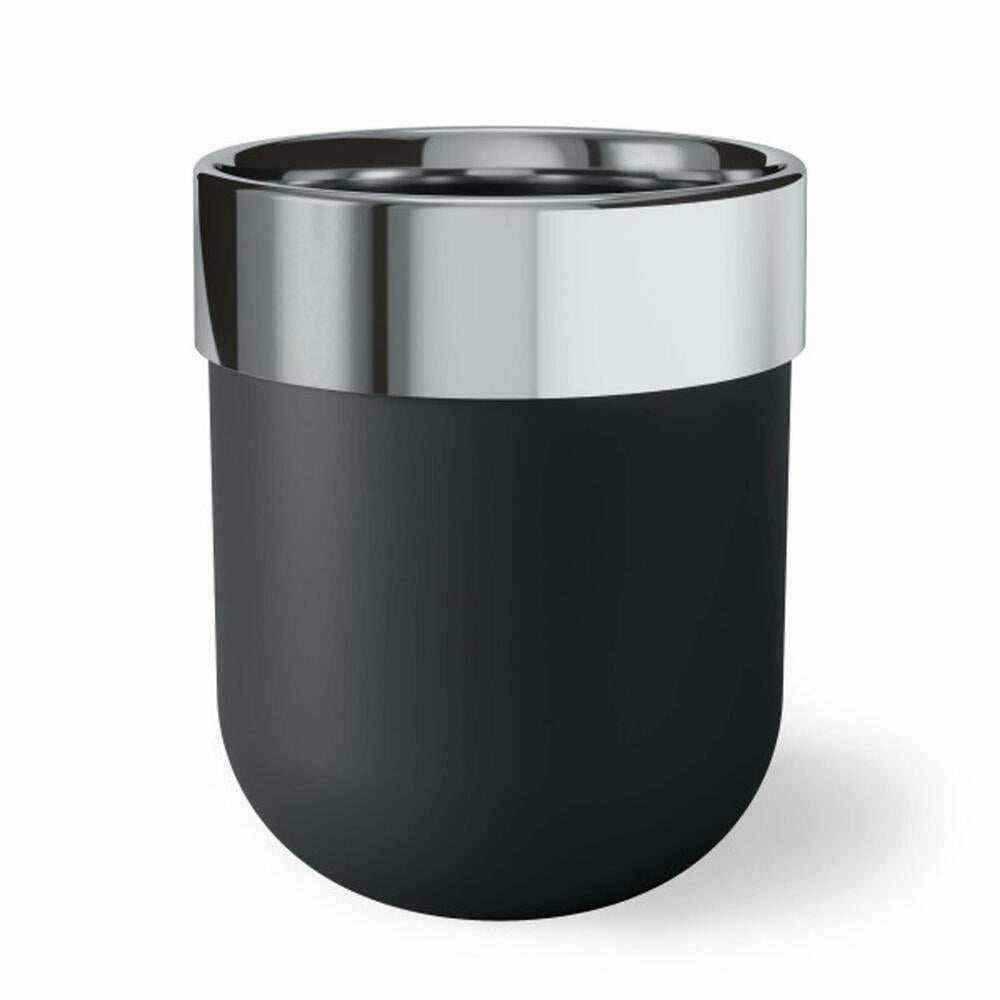 Umbra Junip Bathroom Trash can, waste bin, cosmetic bin, bath bin, polyresin/ stainless steel, black, 6 L, 1009275-152