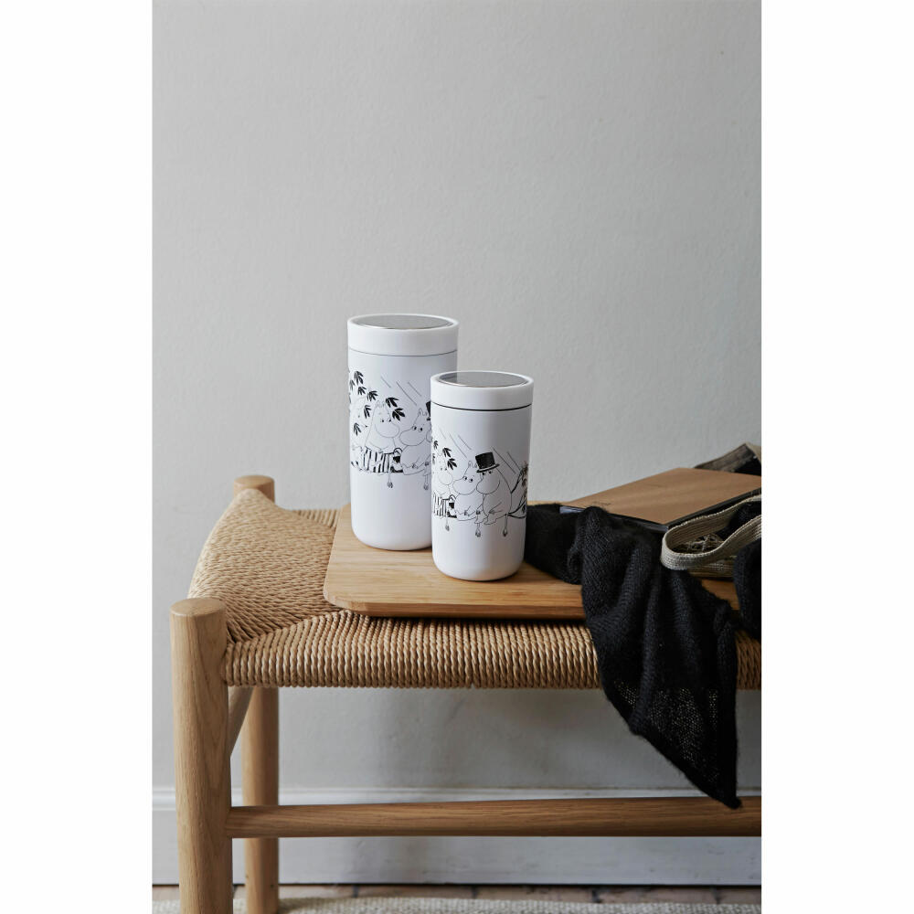 Stelton Becher To Go Click Moomin Soft White, Trinkbecher, Edelstahl, Kunststoff, Weiß, 400 ml, 1371-5