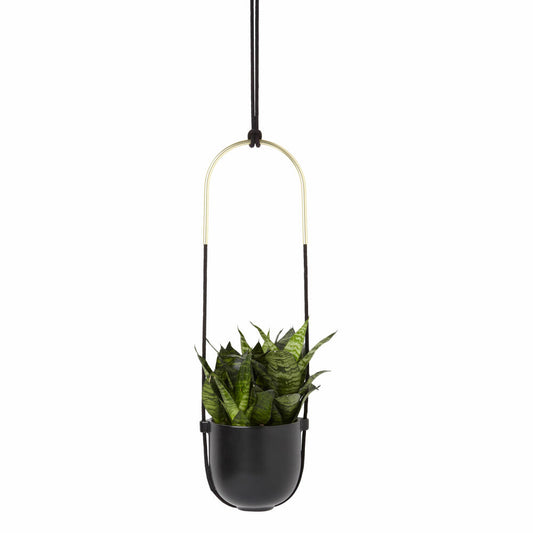 Umbra Bolo Blumenampel für Innen, Zimmerpflanze, Sukkulenten, Keramik / Messing, Schwarz, 109 cm, 1009571-040