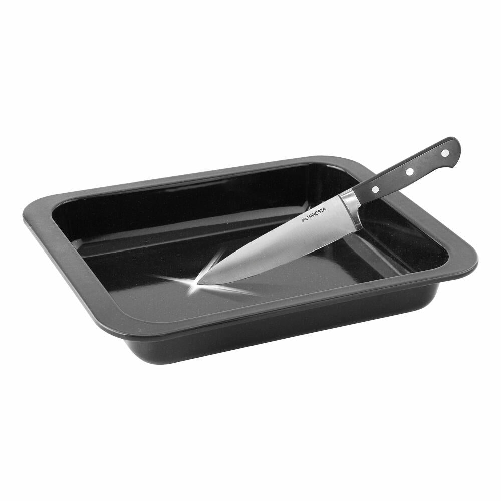 Zenker Special Cooking Fixe Ofenform, Auflaufform, Lasagneform, Auflauf Form, für 2 Fix-Beutel, Diamant Emaille, Schwarz, L 33 cm, 7283