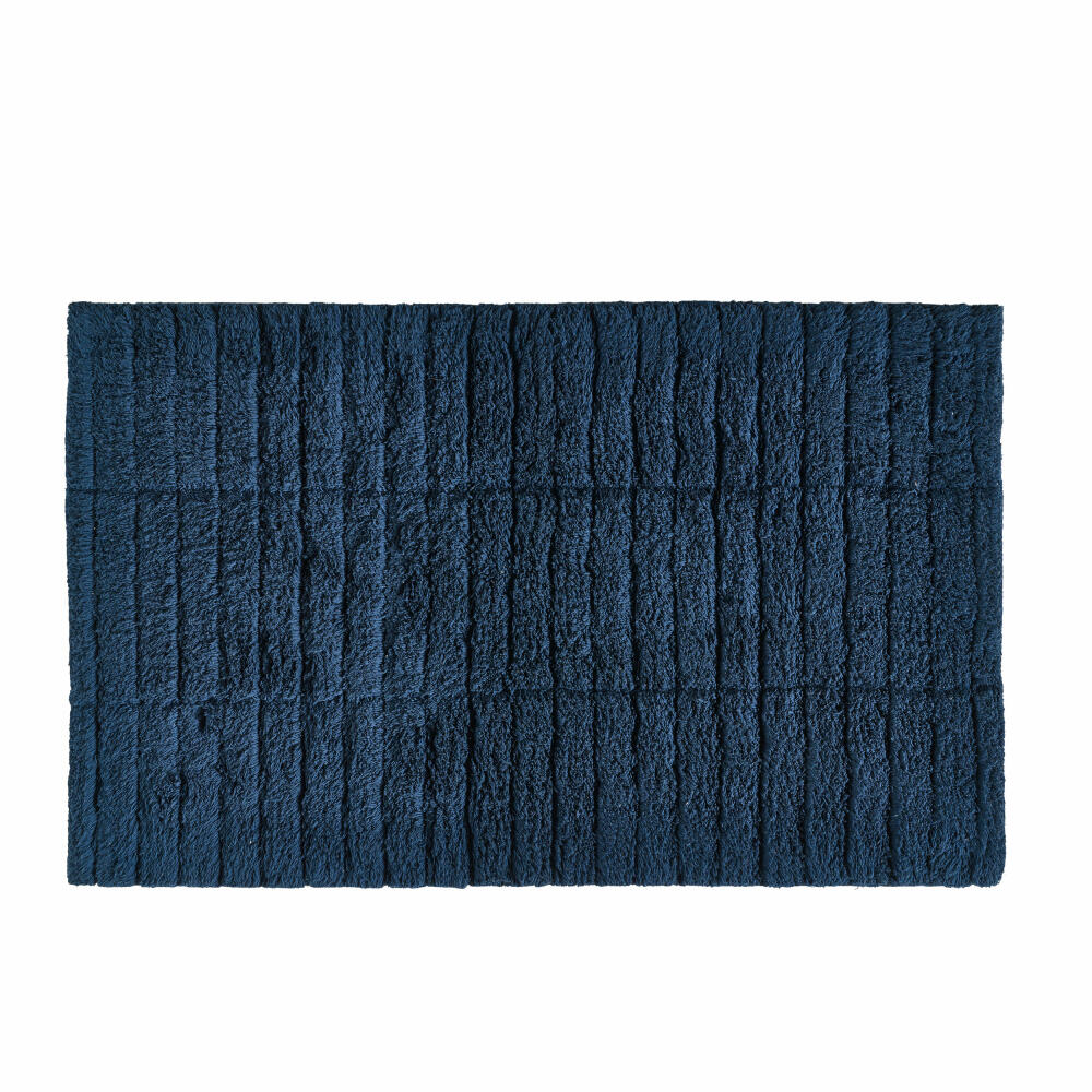 Zone Denmark Bath Mat Tiles, Bath Carpet, Bath Rug, Shower Mat, Cotton, Dark Blue, 80 x 50 cm, 13541