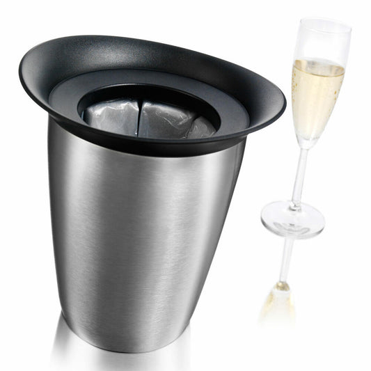 Vacu Vin Aktiv Champagnerkühler Elegant Edelstahl, Flaschenkühler, Kühlmantel, Kühlständer, Kunststoff, Kühlgel, Edelstahl, Silbern, Schwarz, 3647360