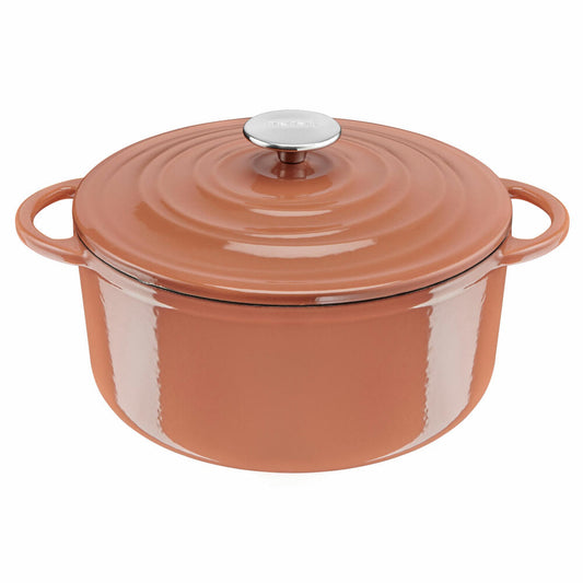 Tefal Lov cooking pot, cast iron pot, pot, casserole dish, induction-suitable, cast iron, terracotta orange, Ø 25 cm, E26004