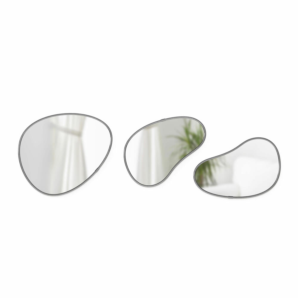 Umbra Wandspiegel 3er-Set Hubba Pebble, Spiegelglas, Titan, 1018566-378