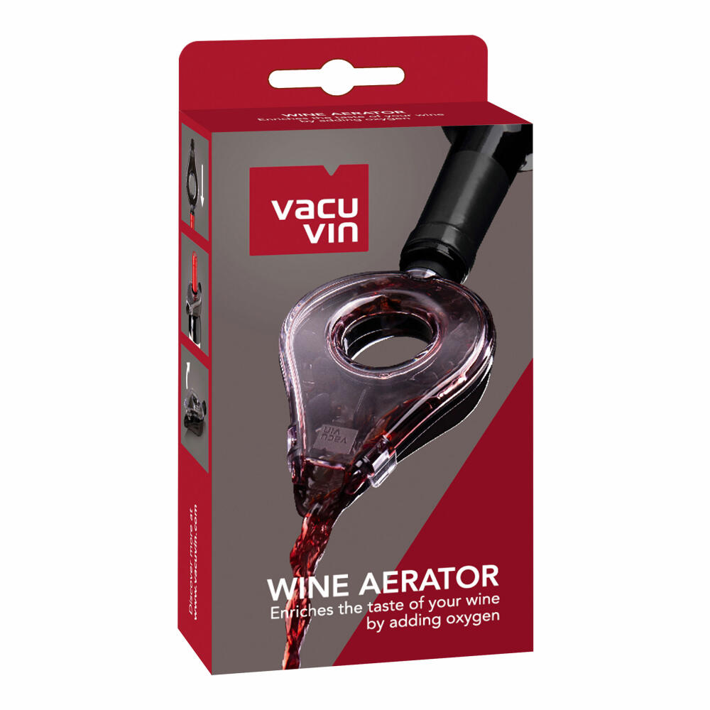 Vacu Vin Wine Aerator Gray, Clip-on Aerator, Wine Valve, Pourer, Plastic, Gray, 1854660