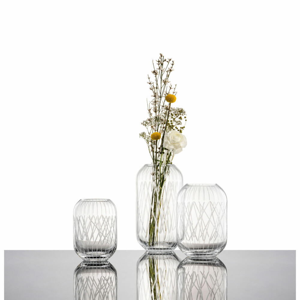 Zwiesel Glas Handmade Vase Network S, flower vase, decorative vase, glass, clear, 18.2 cm, 122631