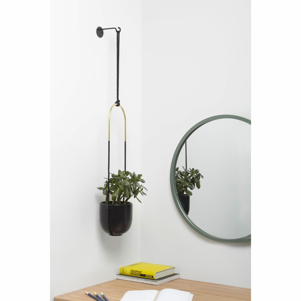 Umbra Bolo Blumenampel für Innen, Zimmerpflanze, Sukkulenten, Keramik / Messing, Schwarz, 109 cm, 1009571-040