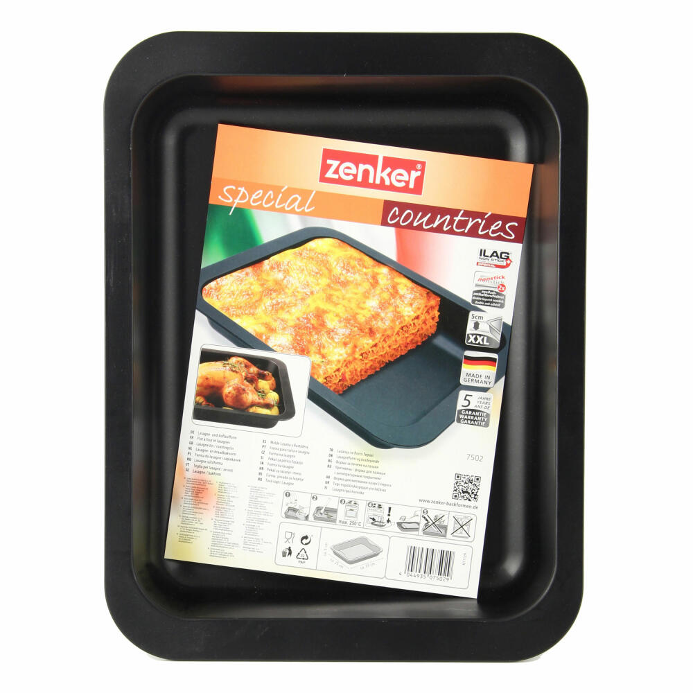 Zenker Special Countries Lasagneform, Auflaufform, Auflauf Form, Backform, Bratform, Ilag Special, Schwarz, L 32.5 cm, 7502