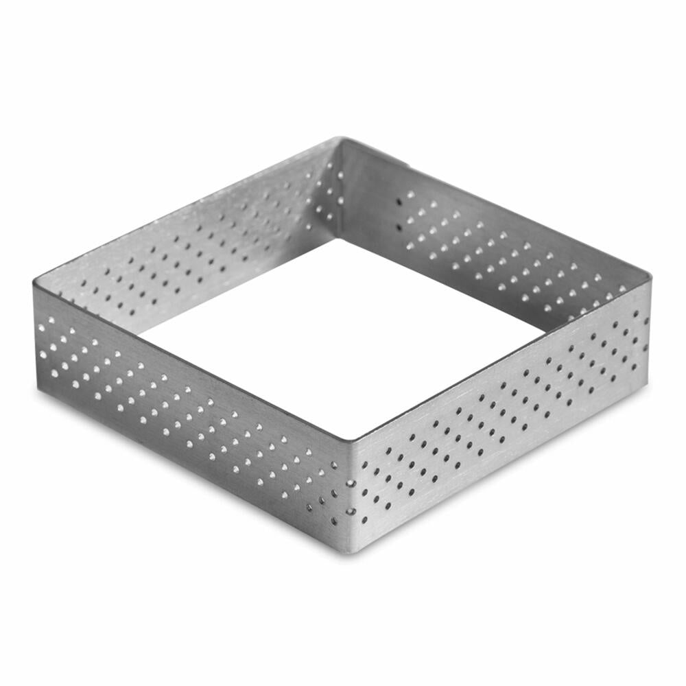 Städter Tart Frame Square, Perforated, Baking Frame, Baking Ring, Baking Pan, Stainless Steel, 7 x 7 cm / H 2 cm, 490604