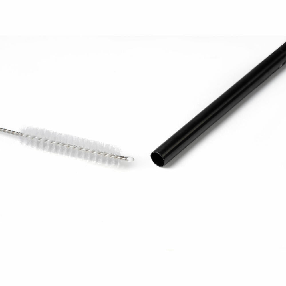 Zone Denmark Straw Rocks, set of 4, with cleaning brush, drinking straw, reusable, stainless steel, black, L 21.5 cm, 13708