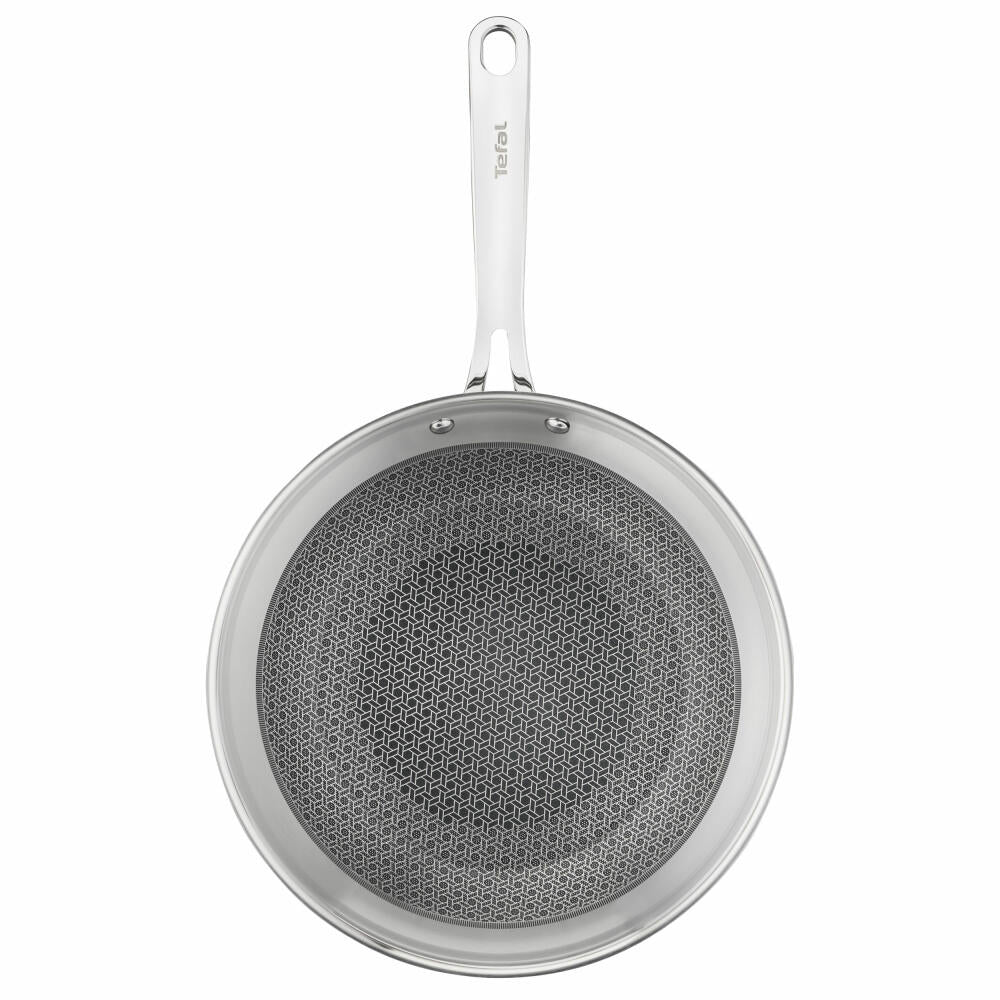 Tefal Eternal Mesh Wok Pan, with Lid, Wok Pan, Induction-Suitable, Stainless Steel, Ø 28 cm, E49716