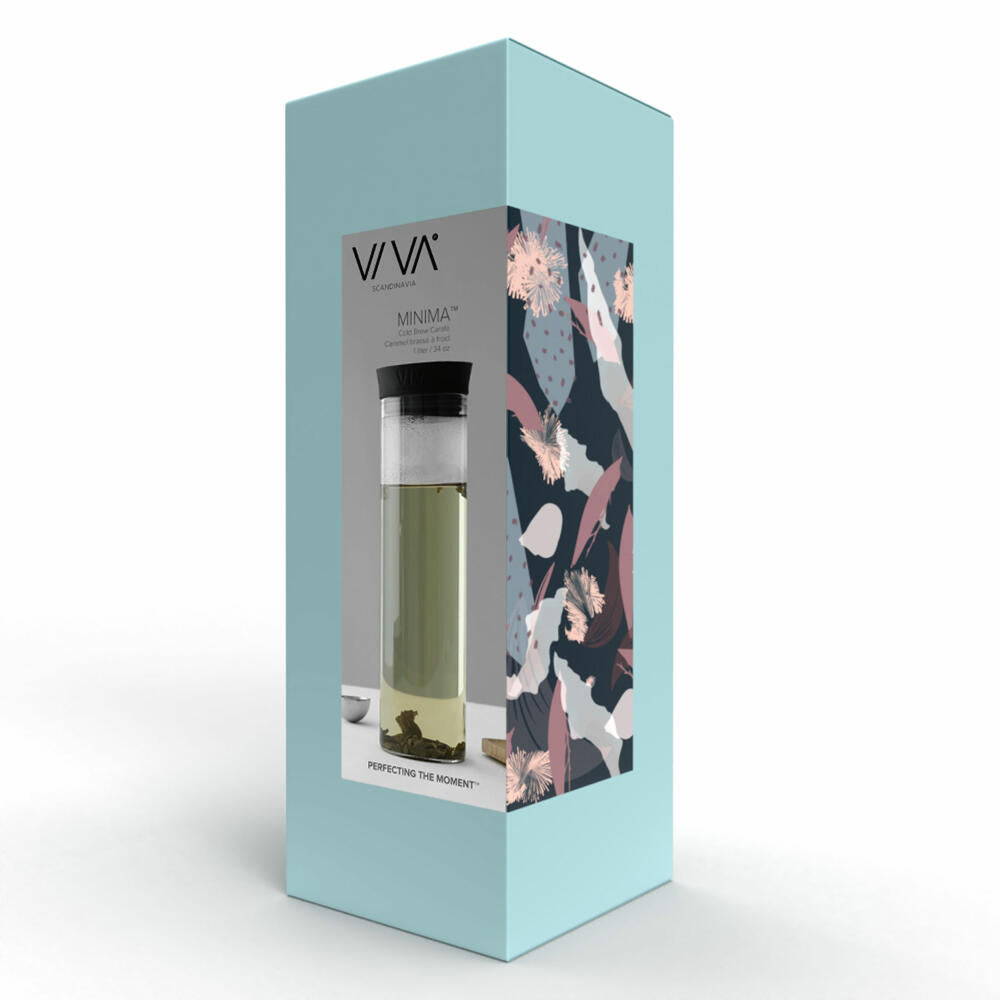 VIVA Minima glass carafe with filter for cold brew tea, carafe, teapot, jug, borosilicate glass, 1 L, V76901