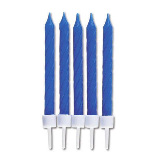 Städter Candles Birthday, 10 pieces, with holder, birthday candles, cake candles, cake, candle, blue, 7.5 cm, 910140