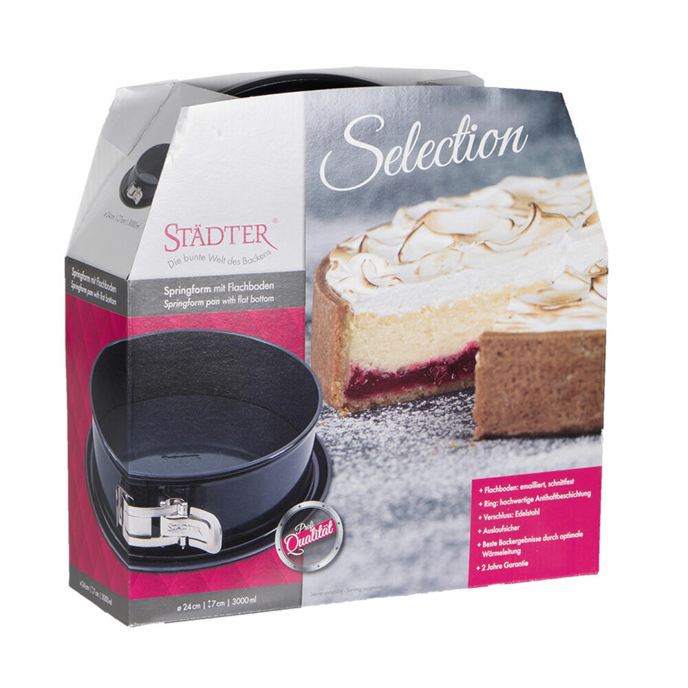 Städter Selection springform pan, with flat base, baking pan, cake pan, cake baking pan, metal, Ø 24 cm, 880016