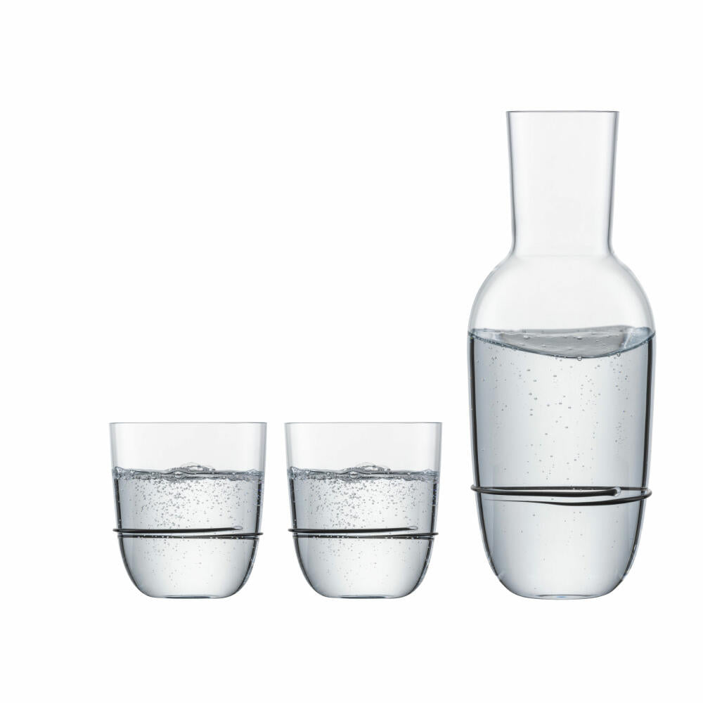 Zwiesel Glas Handmade Drinks Set Aura Black 3-piece, Carafe + 2 Mugs, 750 ml, 121693