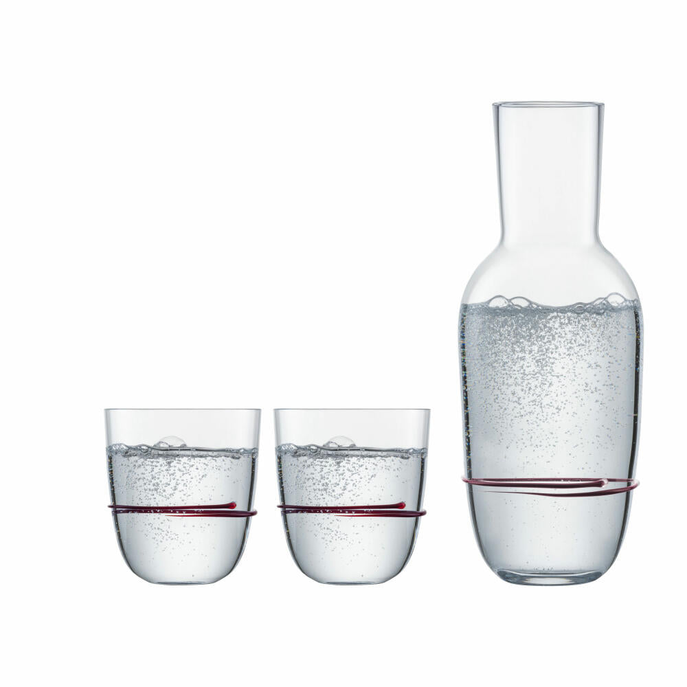 Zwiesel Glas Handmade Drinks Set Aura Aubergine 3-piece, Carafe + 2 Cups, 750 ml, 121691