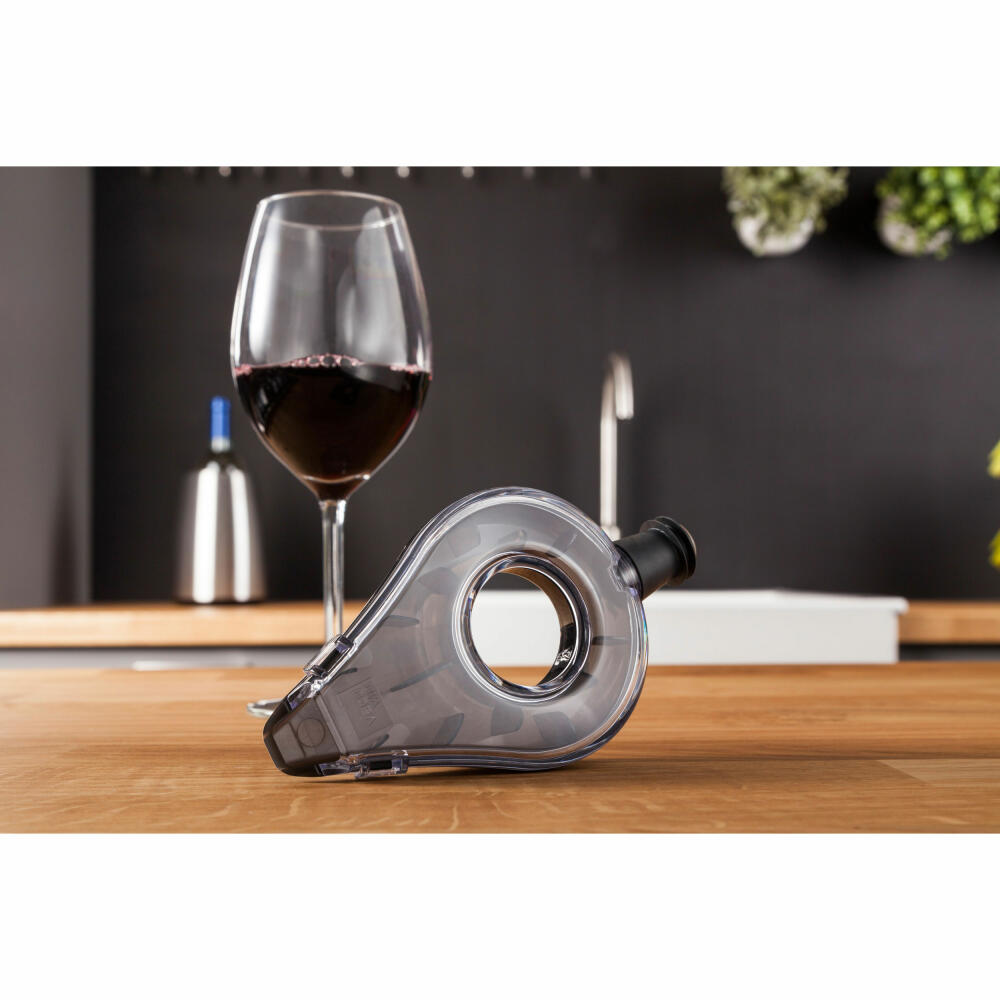 Vacu Vin Wine Aerator Gray, Clip-on Aerator, Wine Valve, Pourer, Plastic, Gray, 1854660