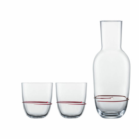 Zwiesel Glas Handmade Drinks Set Aura Red 3-piece, Carafe + 2 Cups, 750 ml, 121692