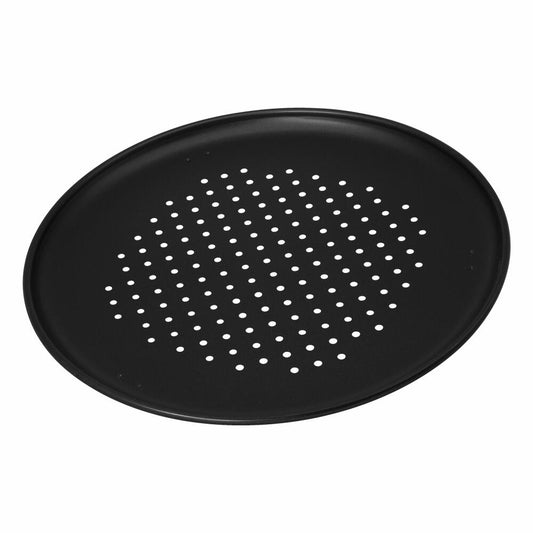 Zenker Special Countries Pizzablech Rund Gelocht, Pizza Blech, Pizzabackblech, Backblech, Ilag Classic, Schwarz, Ø 32 cm, 7511