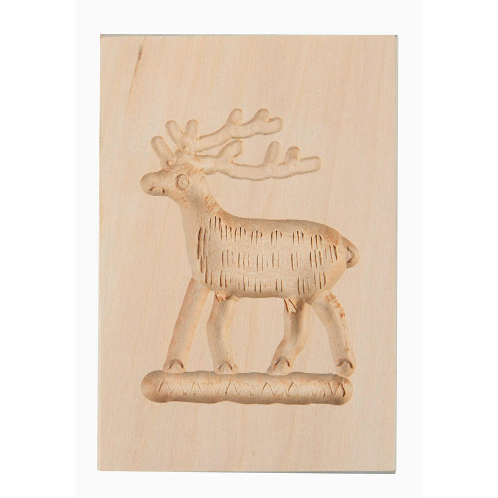 Städter Springerle-Model Deer, wooden embossing form, cookie form, speculatius form, wood, 6 x 8 cm, 847057