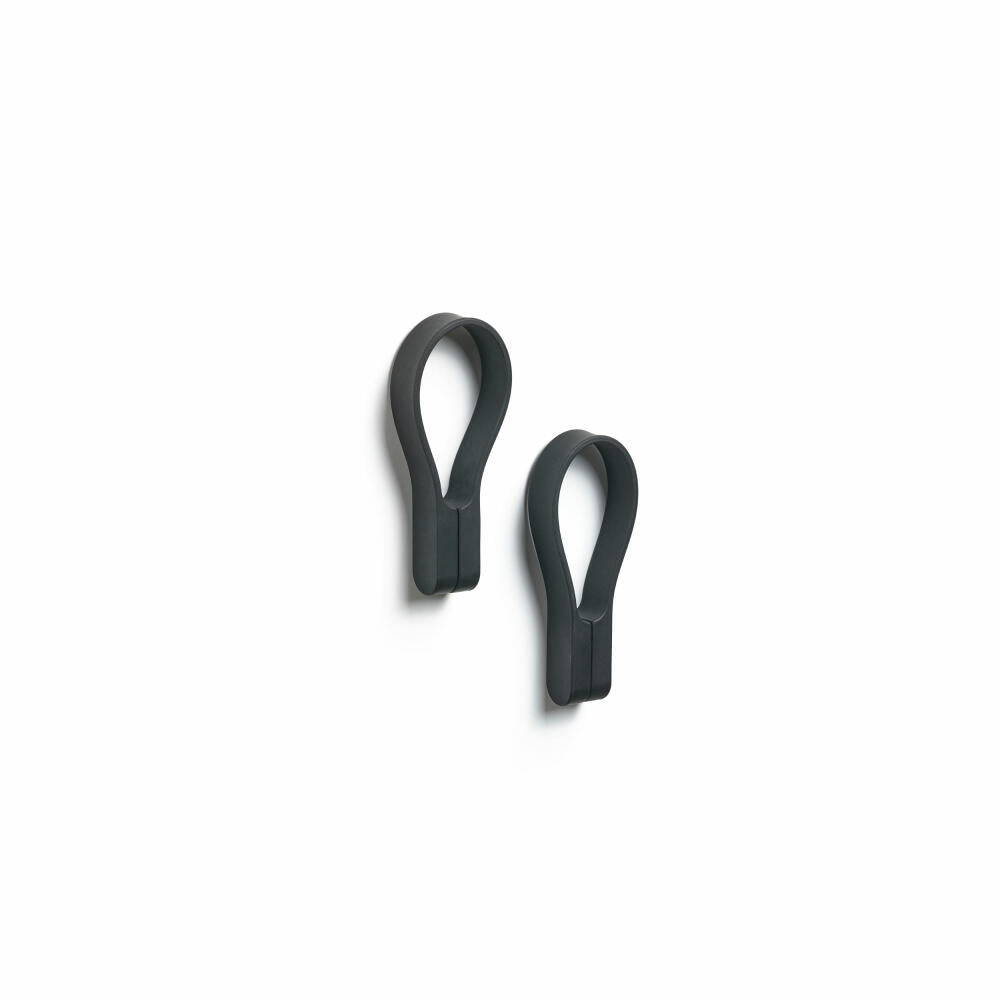 Zone Denmark Towel Holder Loop Magnet, Set of 2, Towel Hanger, Towel Clip, Silicone, Black, 27920