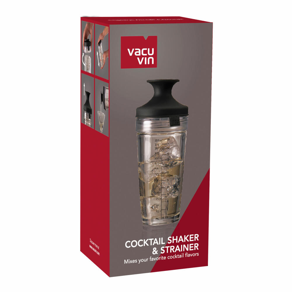 Vacu Vin Cocktail Shaker Popsome, Cocktail Mixer, Drink Mixer, Bar Shaker, Plastic, Silicone, Soda Glass, Gray, 7840360