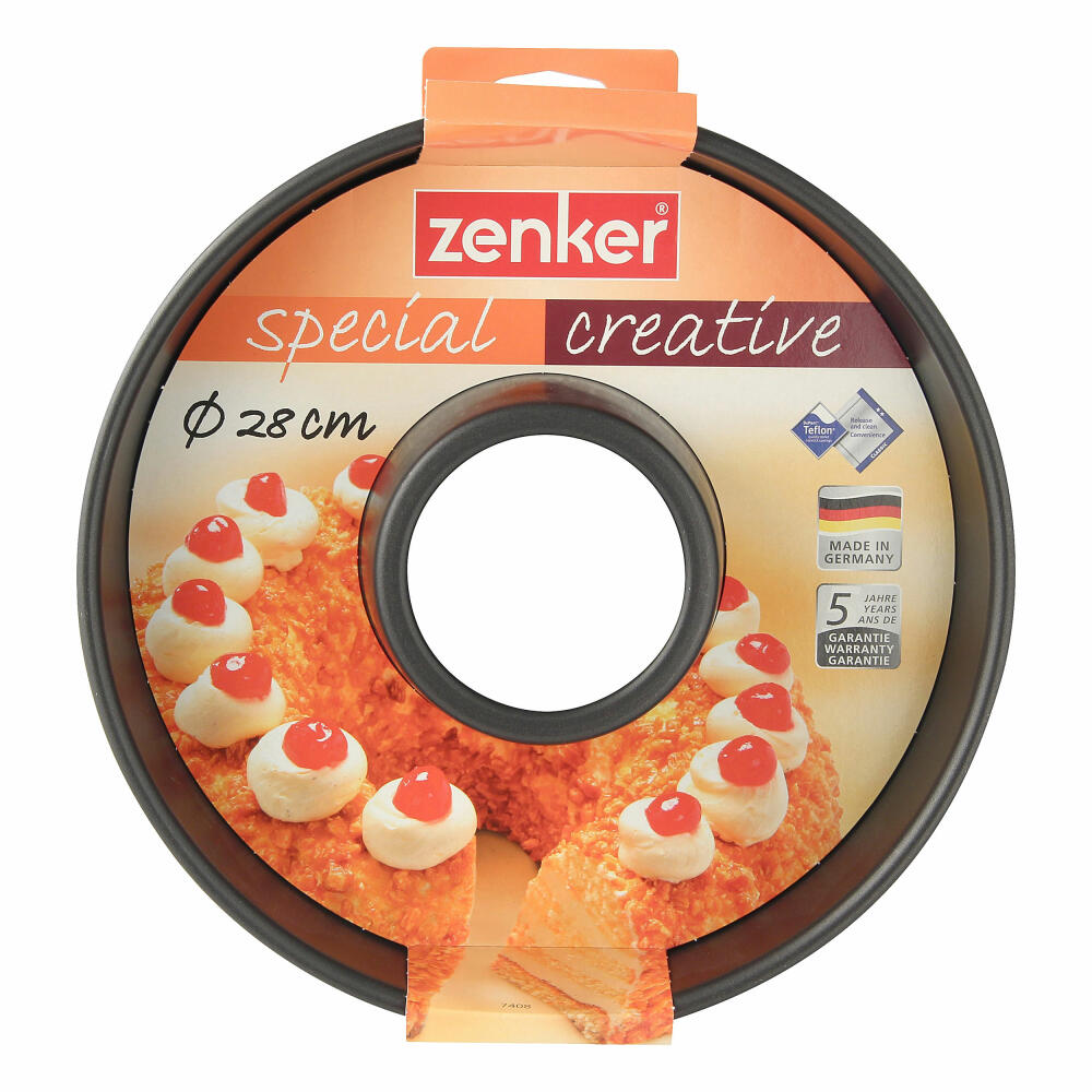 Zenker Special Creative Kranzform, Frankfurter Kranz Form, Backform, Kuchenform, Antihaft Classic, Schwarz, Ø 28 cm, 7408