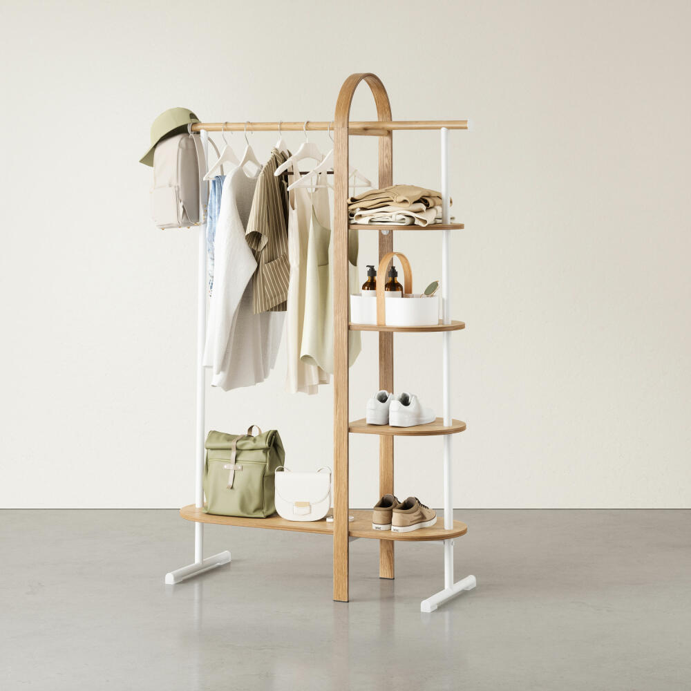 Umbra Kleiderständer Bellwood, Garderobe, Holz, Stahl, Weiß, Natur, 16 – Ambiente3000