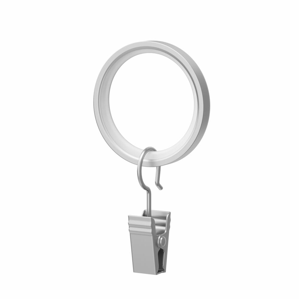 Umbra Vorhangklammern-Set Cappa Clip Ring 7-tlg., Gardinenklammern, Stahl, Nickel, für 2.5 cm Stangen, 245992-411