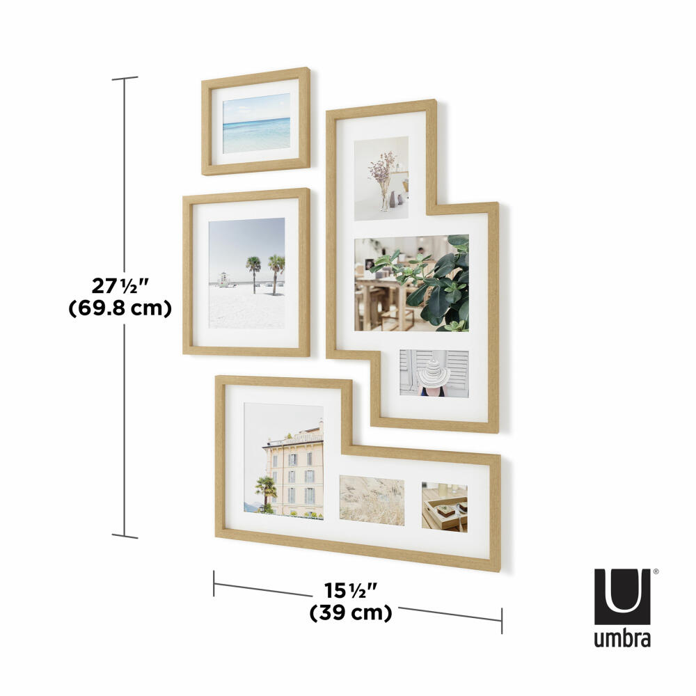 Umbra Bilderrahmen-Set Mingle Galerie 4-tlg., Fotorahmen, Kunststoff, MDF, Natur, 70 x 39 cm, 1015592-1104