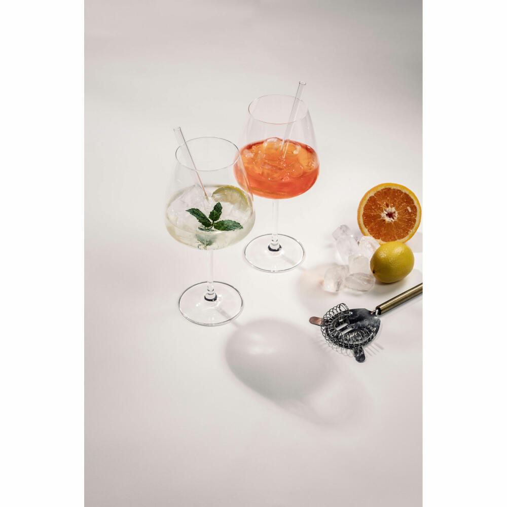 Schott Zwiesel Drinks Set After Work 9-piece, 4 glasses with glass drinking straws and brush, glass, 130014