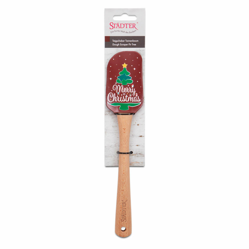 Städter dough scraper Christmas tree, dough scraper, dough spatula, dough divider, wood / silicone, 25 cm, 504257