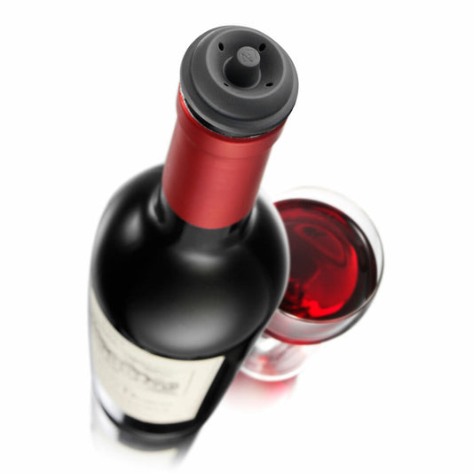 Vacu Vin Stopfen für Weinpumpe 2er Set, Flaschenverschluss, Vakuumstopfen, Kunststoff, Grau, 08840612