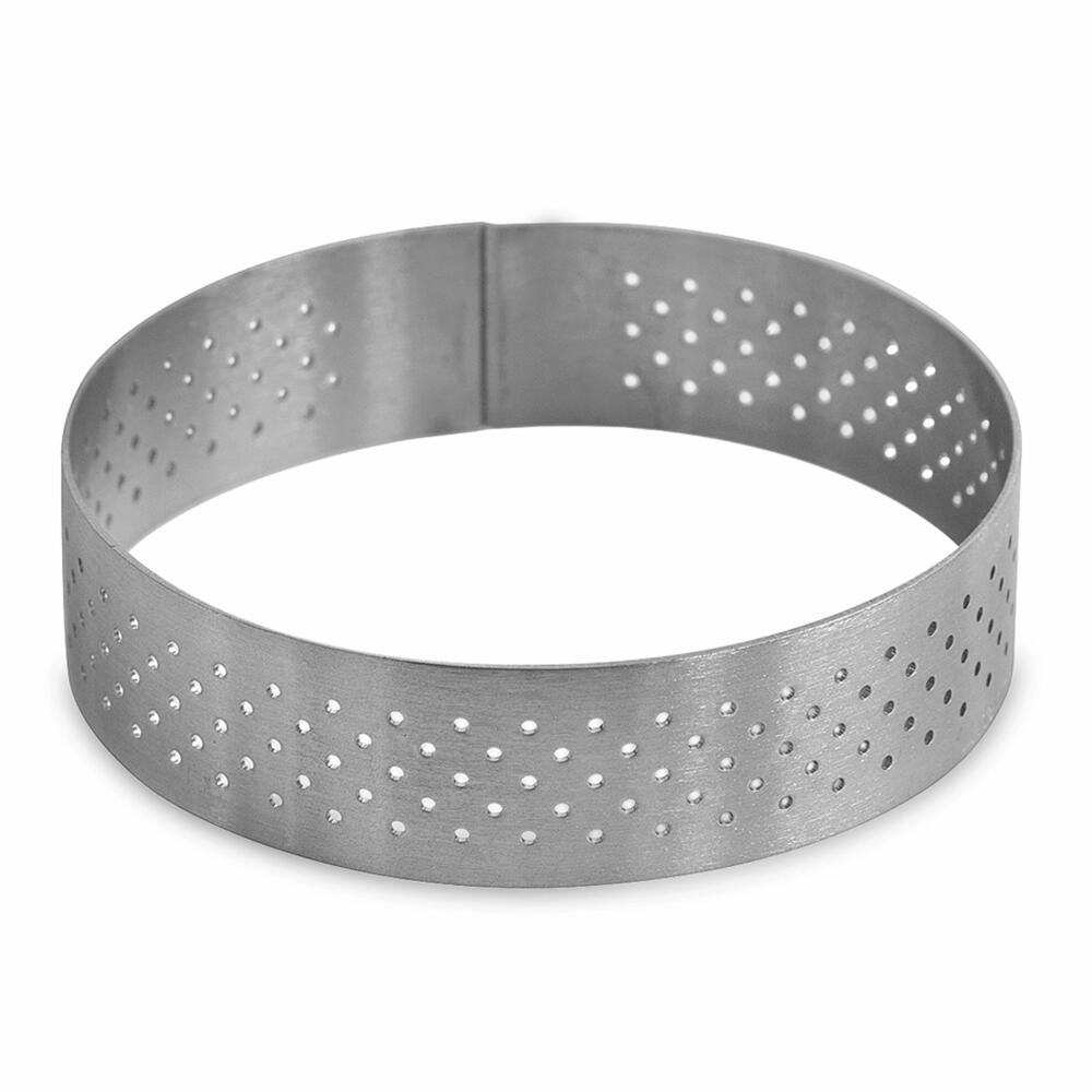 Städter Tart Frame Round, Perforated, Baking Frame, Baking Ring, Baking Pan, Stainless Steel, Ø 7.5 cm / H 2 cm, 490413