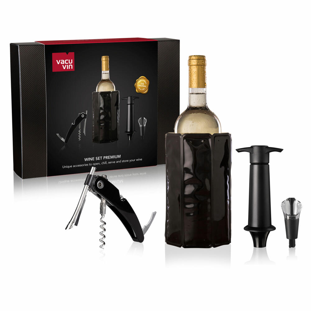 Vacu Vin Gift Set Wine Premium, 4-piece, corkscrew, wine cooler, stopper, accessories, 3890460