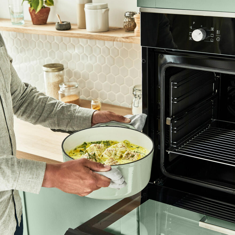 Tefal Lov Kochtopf, Gusseisentopf, Topf, Schmortopf, Induktionsgeeignet, Gusseisen, Hellgrün, Ø 25 cm, E25804