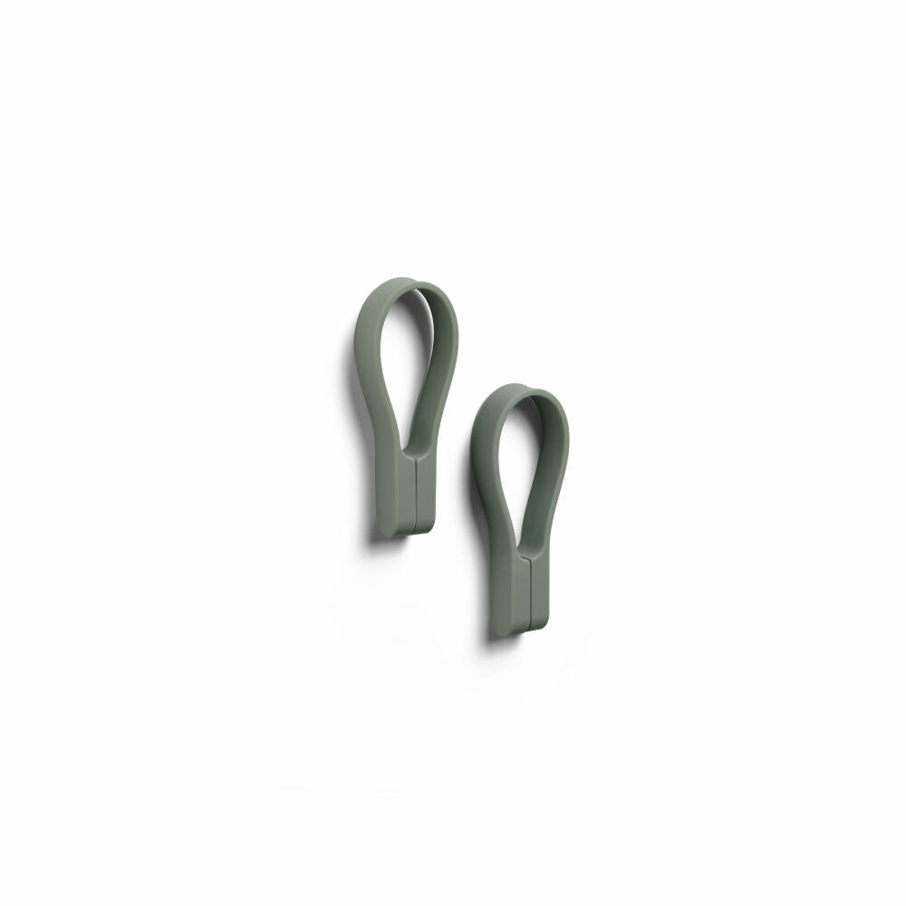 Zone Denmark Towel Holder Loop Magnet, Set of 2, Towel Hanger, Towel Clip, Silicone, Olive Green, 27928