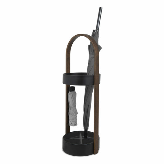 Umbra Hub Umbrella Stand, Umbrella Stand, Umbrella Stand, Metal, Black / Walnut, 68 cm, 320240-048