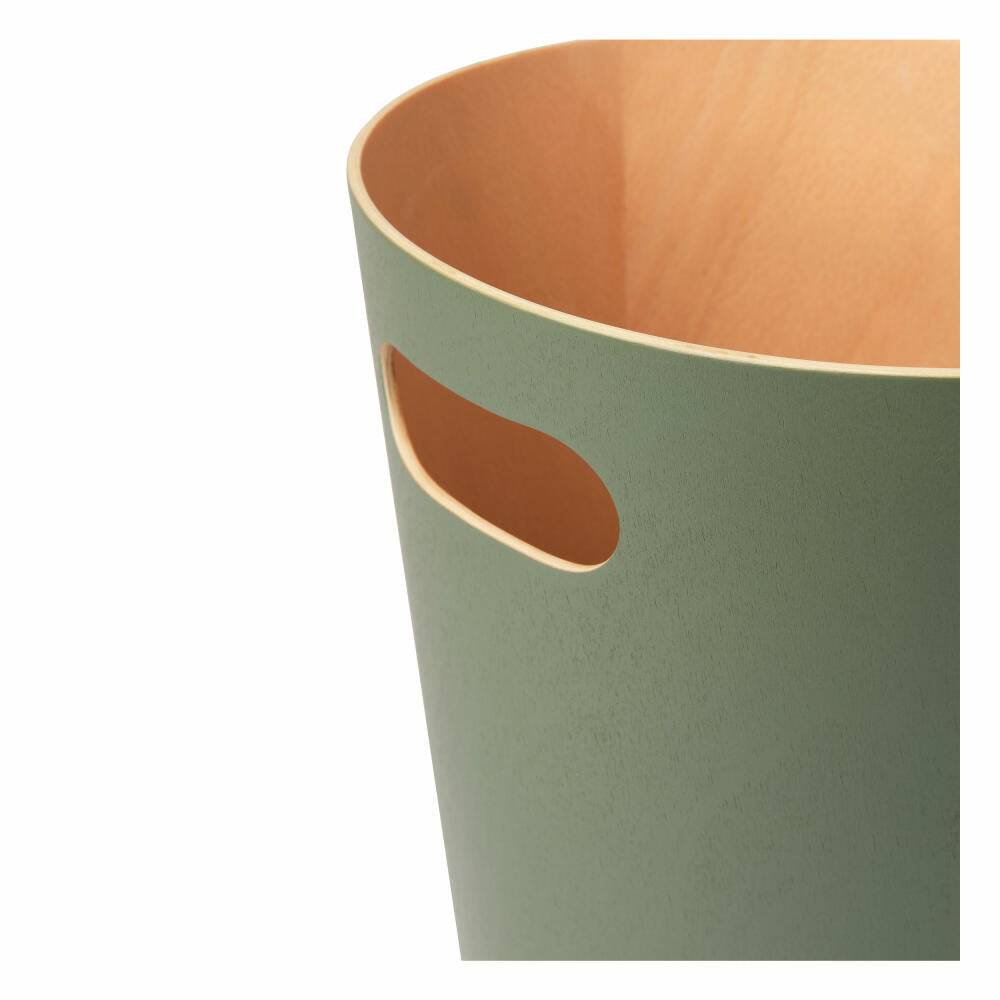 Umbra Woodrow waste bin, waste bin, waste basket, wastepaper basket, wood, natural / fir green, 7.5 L, 082780-1095