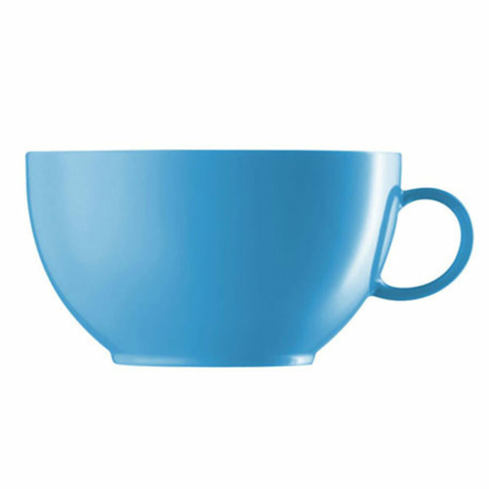 Thomas Sunny Day Cappuccinotasse mit Untertasse, Porzellan, Waterblue / Blau, Spülmaschinenfest, 380 ml, 2-tlg., 14670