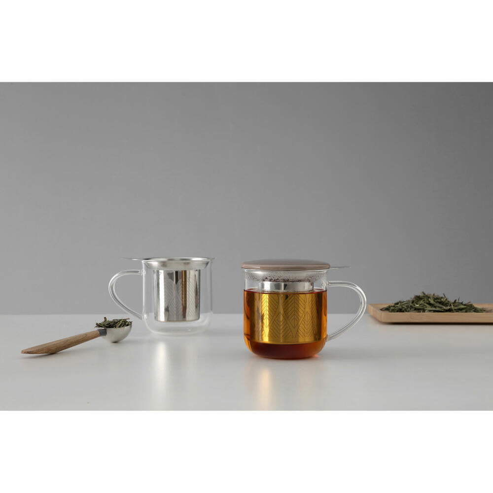 VIVA Minima glass cup Eva, with tea strainer and lid, cup, tea cup, borosilicate glass, brown, 400 ml, V82762