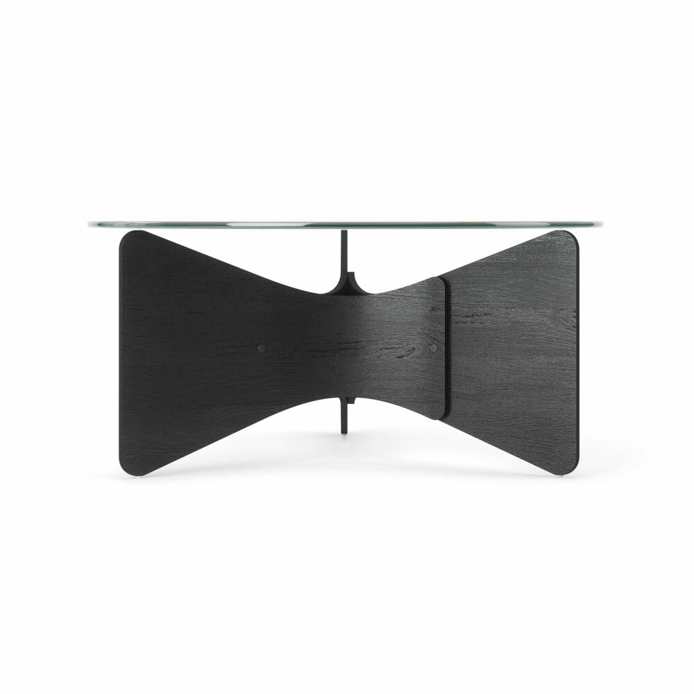 Umbra Couchtisch Madera, Runder Wohnzimmertisch, Holz, Glas, Black, 84 x 38 cm, 1018611-040