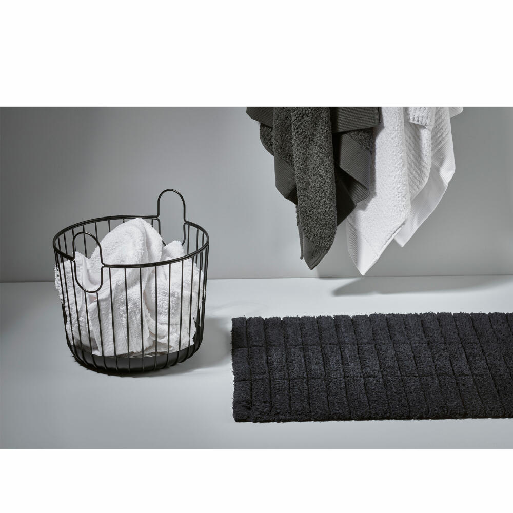 Zone Denmark Bath Mat Tiles, Bath Carpet, Bath Rug, Shower Mat, Cotton, Black, 80 x 50 cm, 331847